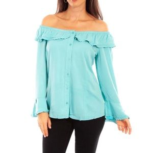 Scully off shoulder bell sleeves top L NWT